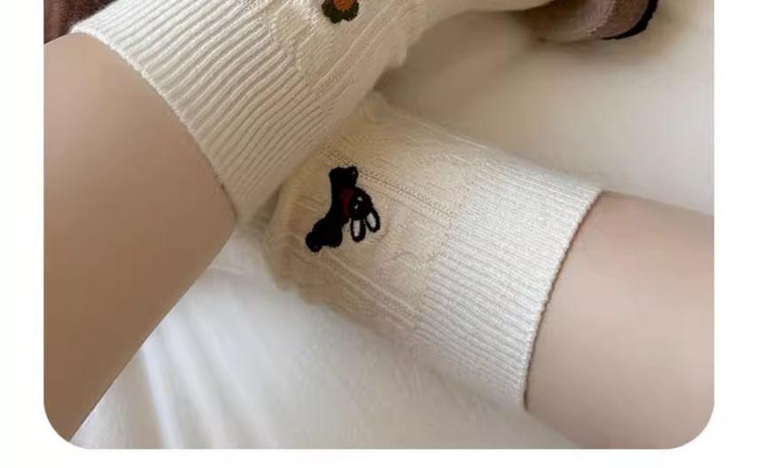 Embroidered Animal Crew Socks Set Product Image