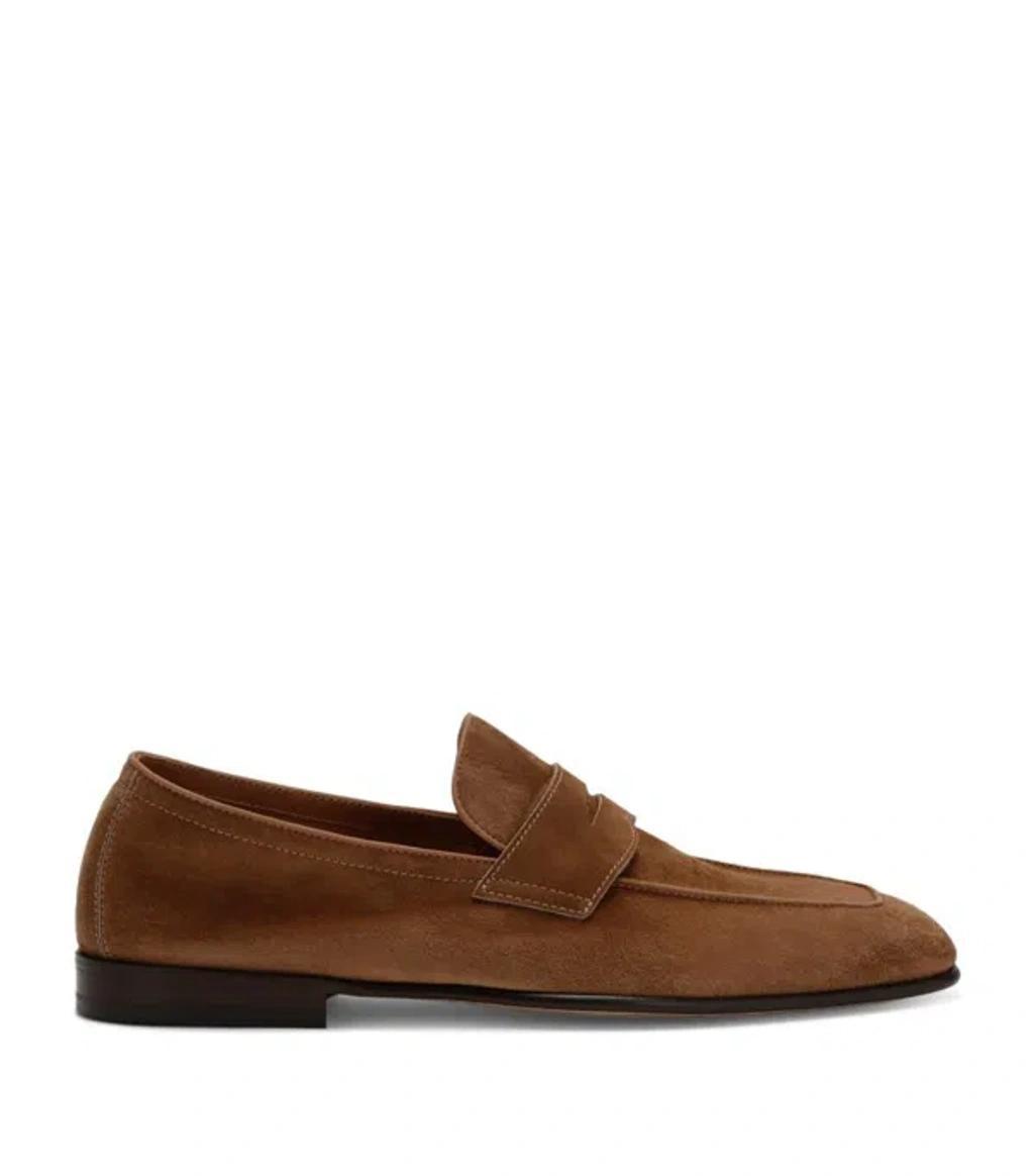 Penny-slot Suede Loafers In Brown Product Image