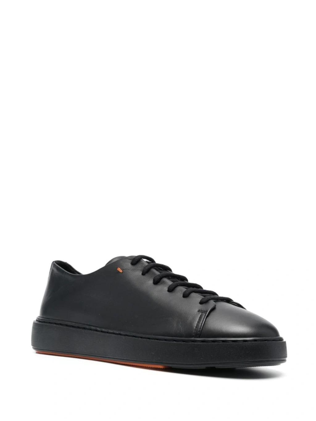 SANTONI Leather Low-top Sneakers In Schwarz Product Image