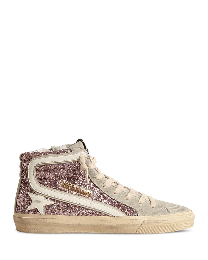 Golden Goose Womens Slide Glitter High Top Sneakers Product Image