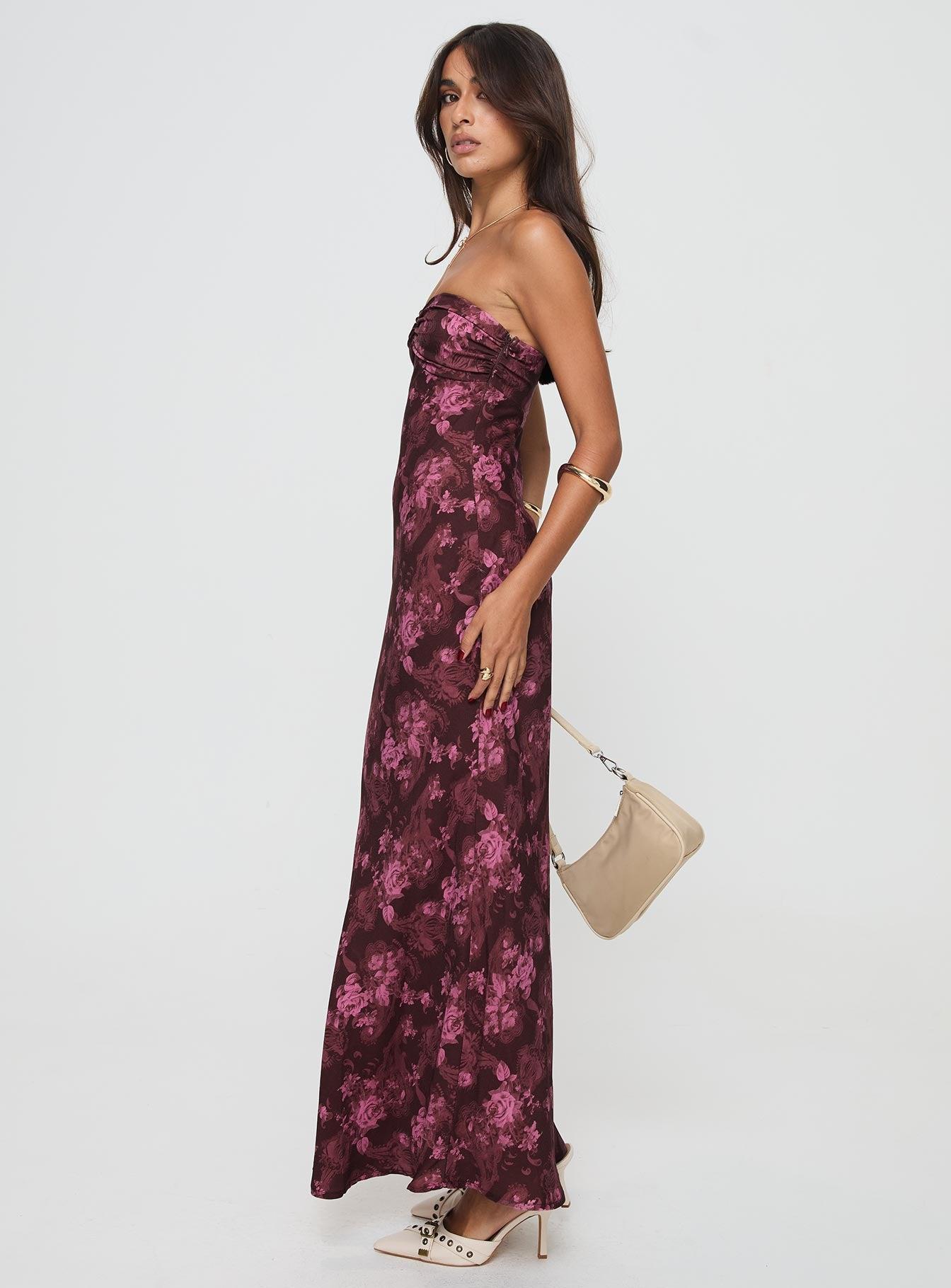 Abeila Strapless Maxi Dress Burgundy Product Image