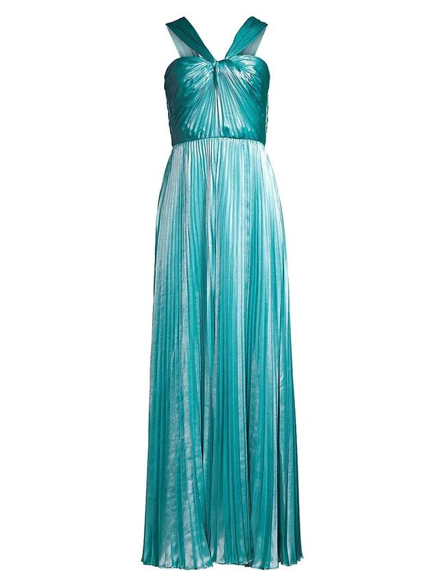 Womens Zoey Pliss Lam Twist-Front Gown Product Image