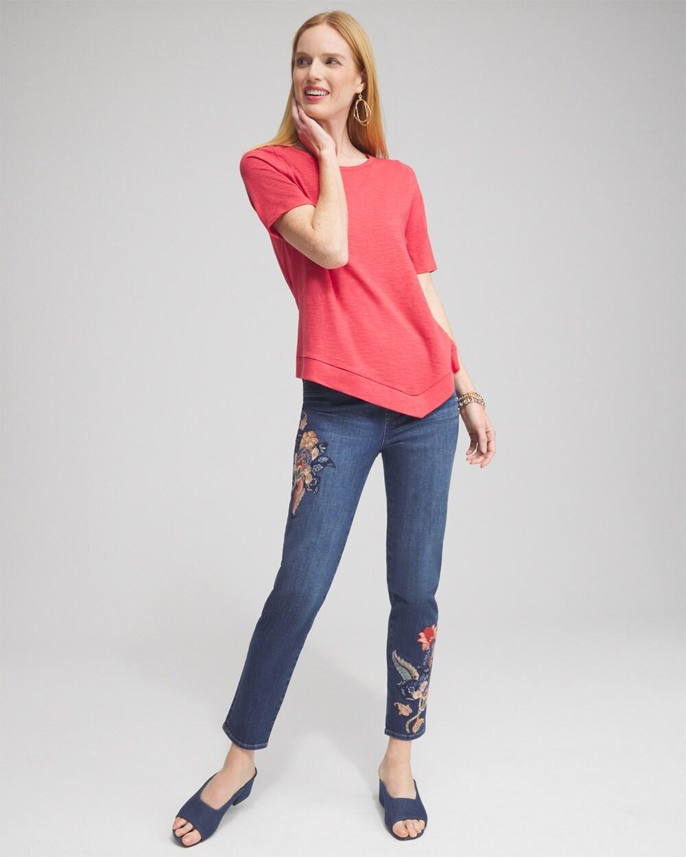 Asymmetrical Elbow Sleeve Tee Product Image