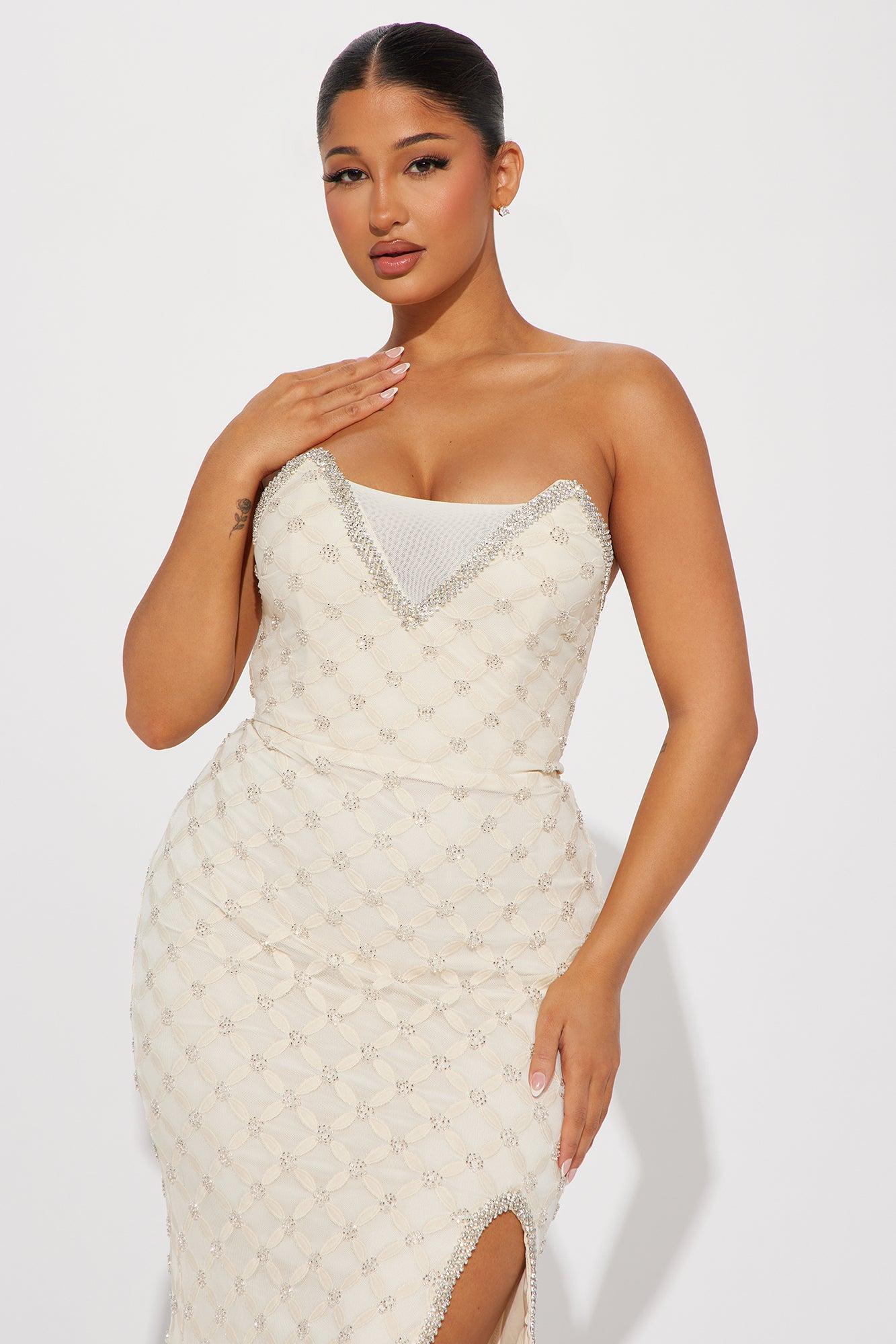 Aurelia Embellished Maxi Dress - Cream Product Image