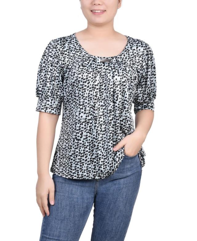 Petite Printed Balloon Sleeve Top Product Image