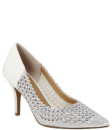 J. Renee Sesily Satin Rhinestone Embellished Pointed Toe Pumps Product Image