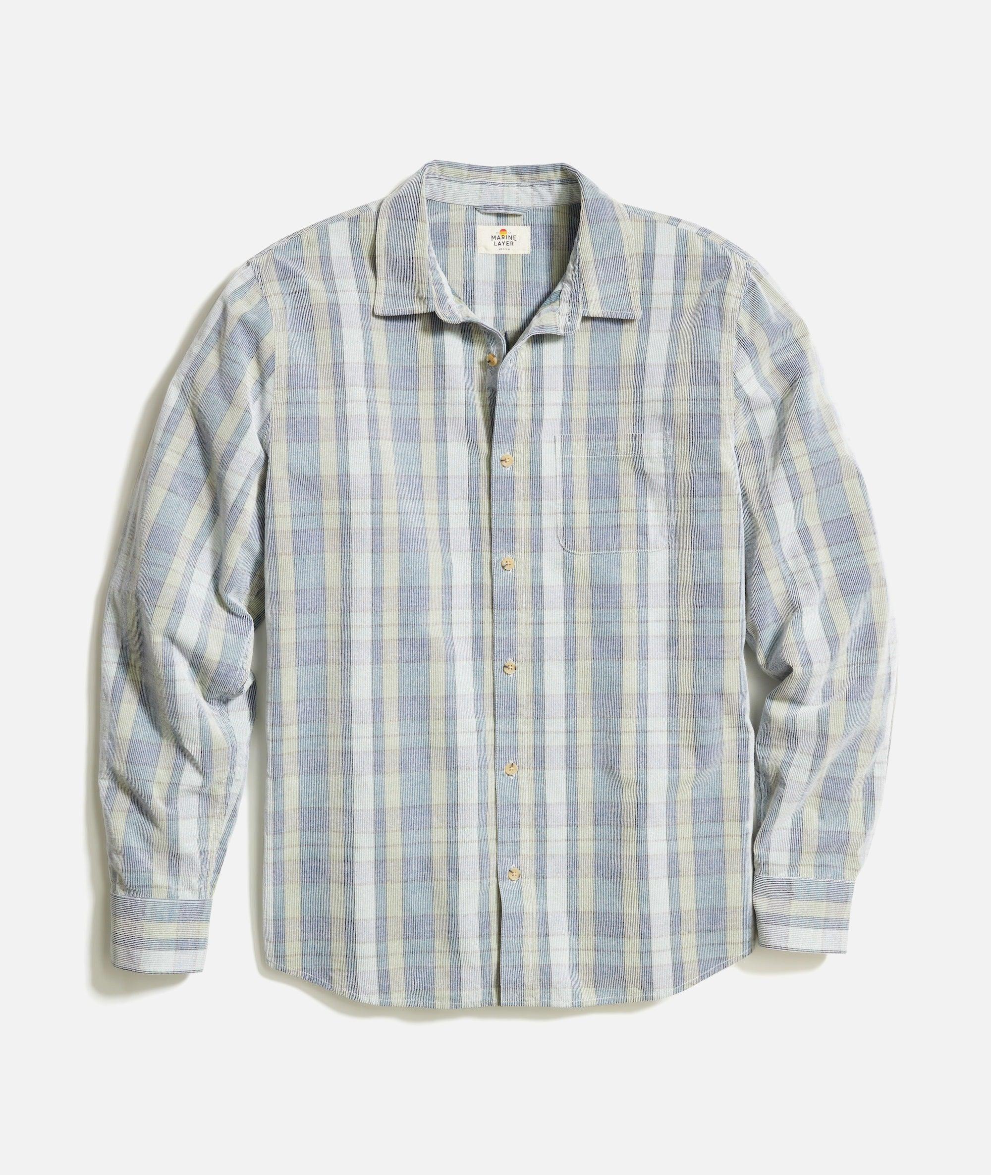 Lightweight Plaid Corduroy Shirt Product Image