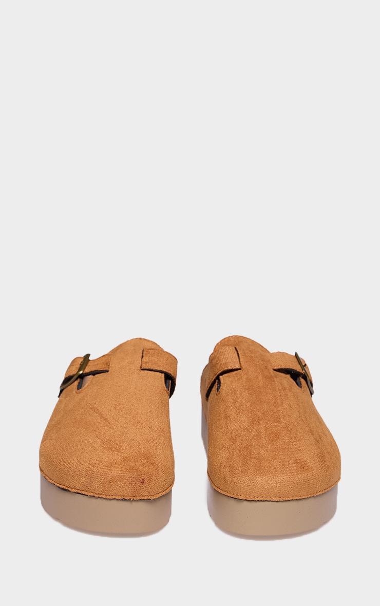 Tan Faux Suede Round Toe Slip On Platform Clogs Product Image