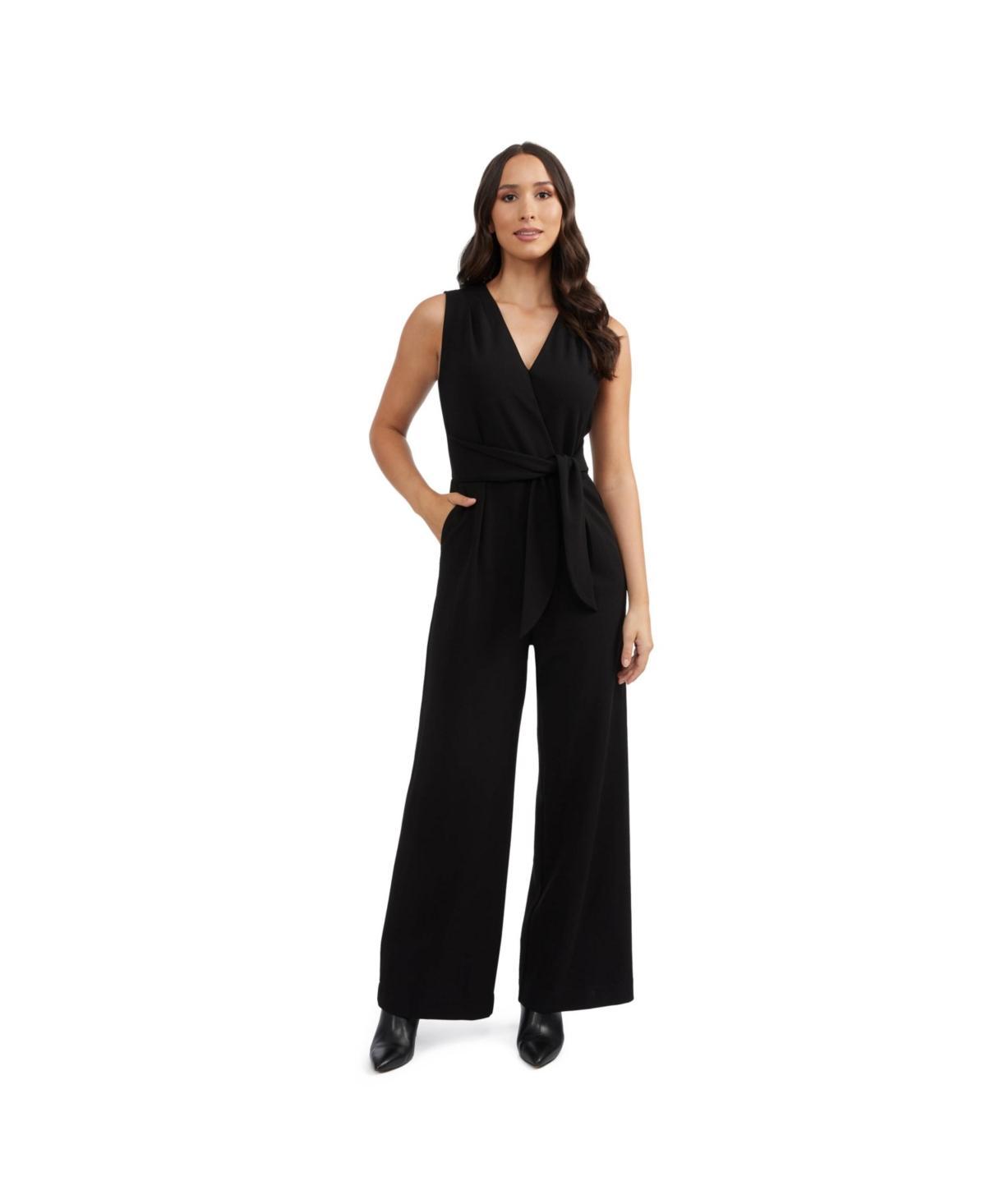 Ellen Tracy Womens Wide Leg Jumpsuit with Waist-Tie Product Image