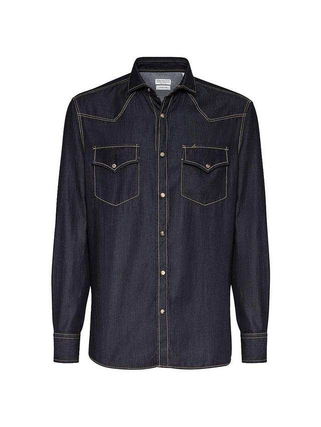 Mens Lightweight Denim Easy Fit Western Shirt Product Image