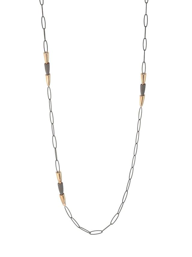 Womens Calla Titanium & 18K Rose Gold Chain Necklace Product Image