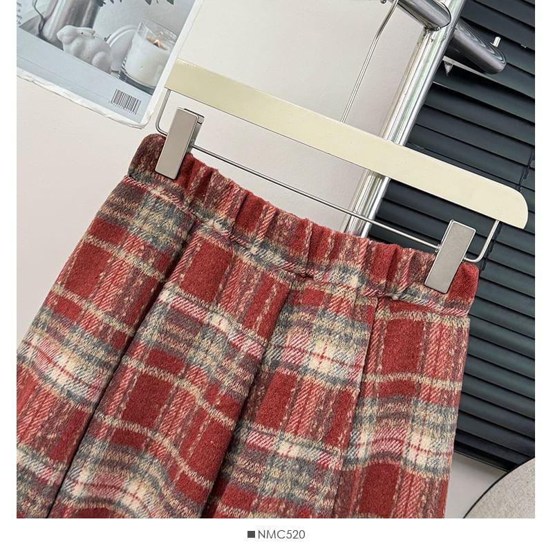 Fringed Plaid Mini Skirt Product Image