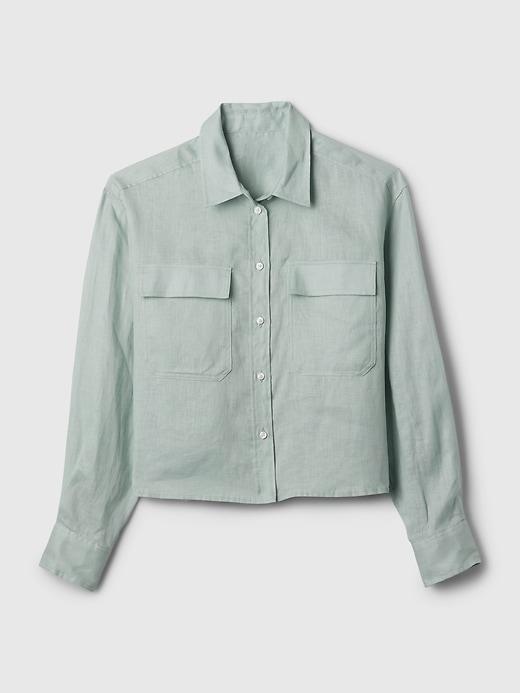 100% Linen Cropped Shirt Product Image