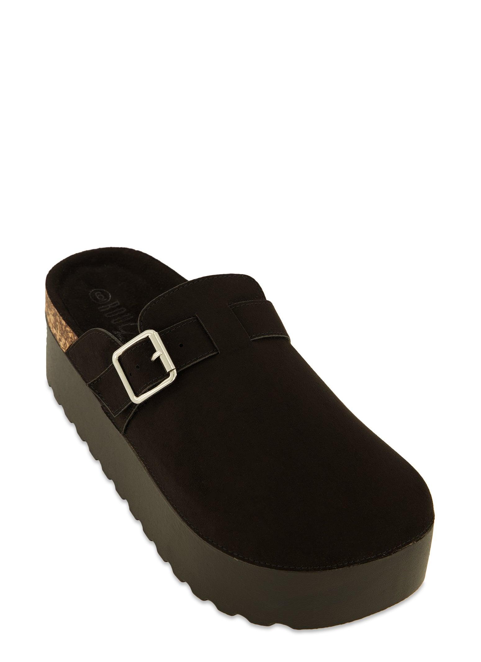 Womens Buckle Detail Platform Clogs product image