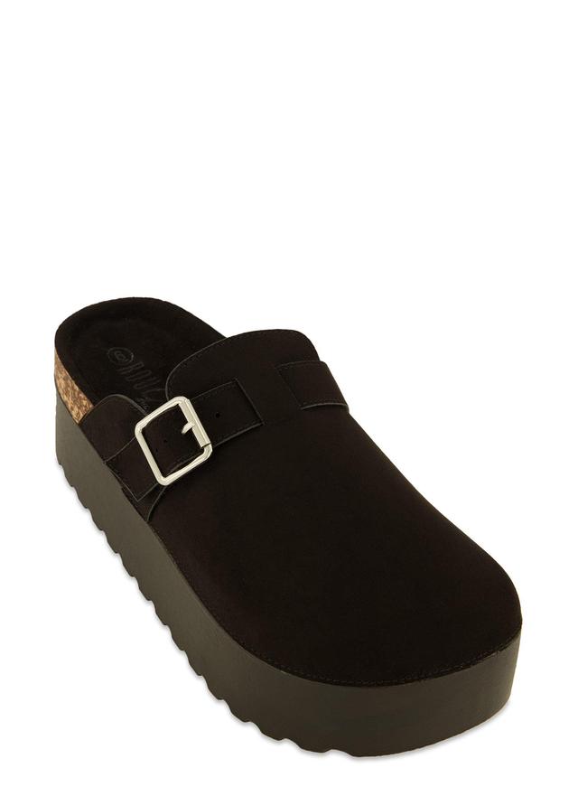 Womens Buckle Detail Platform Clogs Product Image