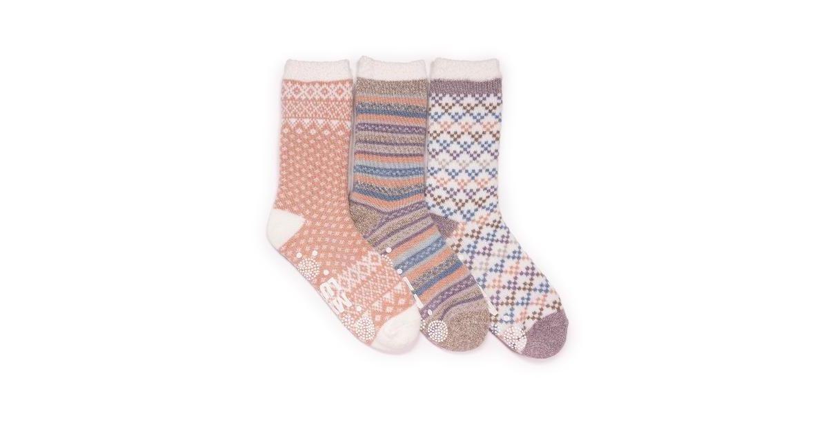 Muk Luks Womens 3 Pk. Tall Cozy Lined Lounge Socks - Dk. Grey Product Image