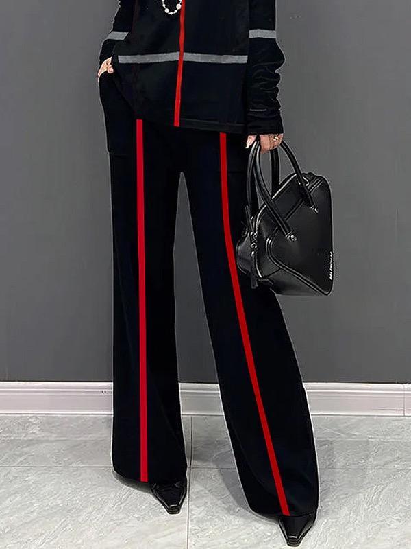 Loose Wide Leg Striped Casual Pants Bottoms Trousers Product Image