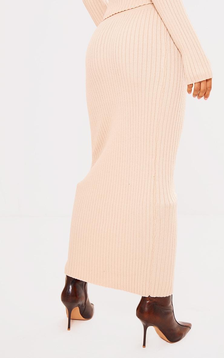 Oatmeal Soft Rib Maxi Knit Skirt Product Image