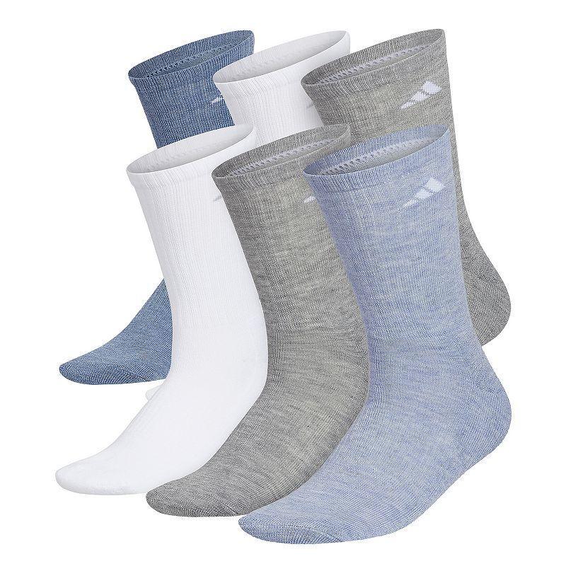 Adidas Womens 6-Pk. Athletic Cushioned Crew Socks - White/clear Sky Blue Product Image