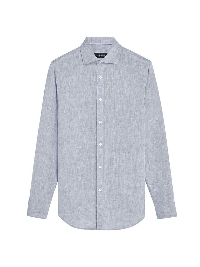 Mens Linen Long-Sleeve Button-Up Shirt Product Image