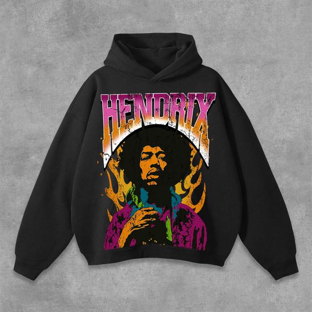 Jimi Hendrix Print Pocket Hoodie Product Image