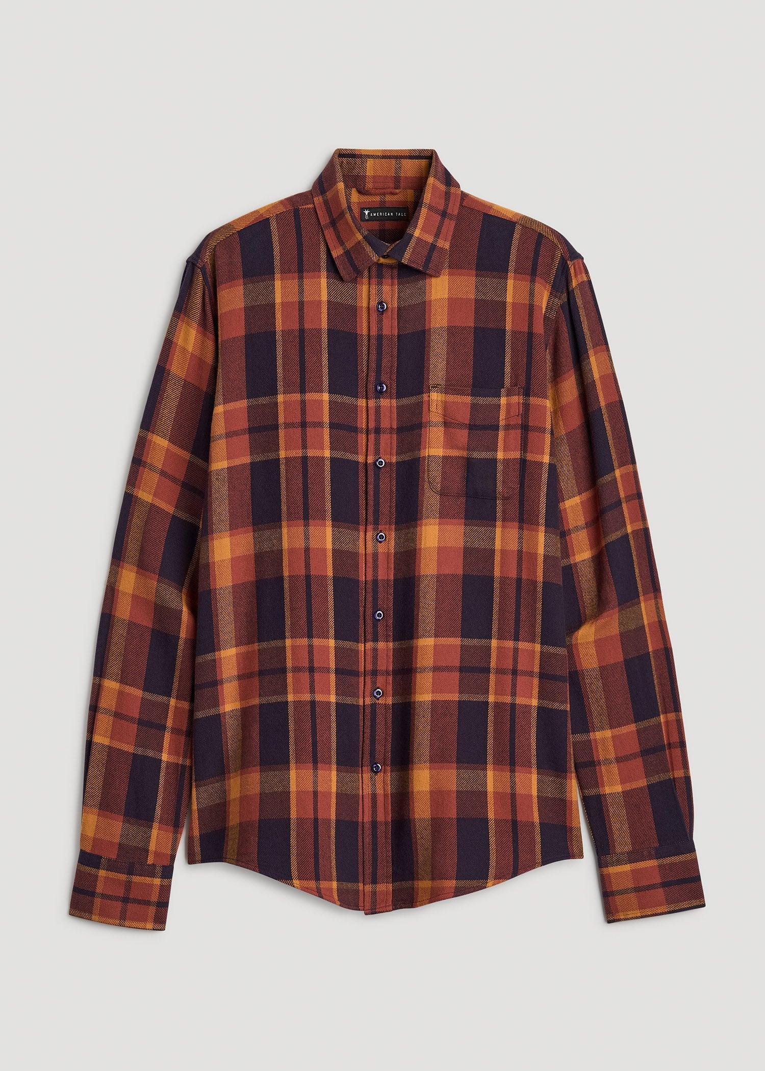 Nelson Flannel Shirt for Tall Men in Burnt Orange Tartan Male Product Image