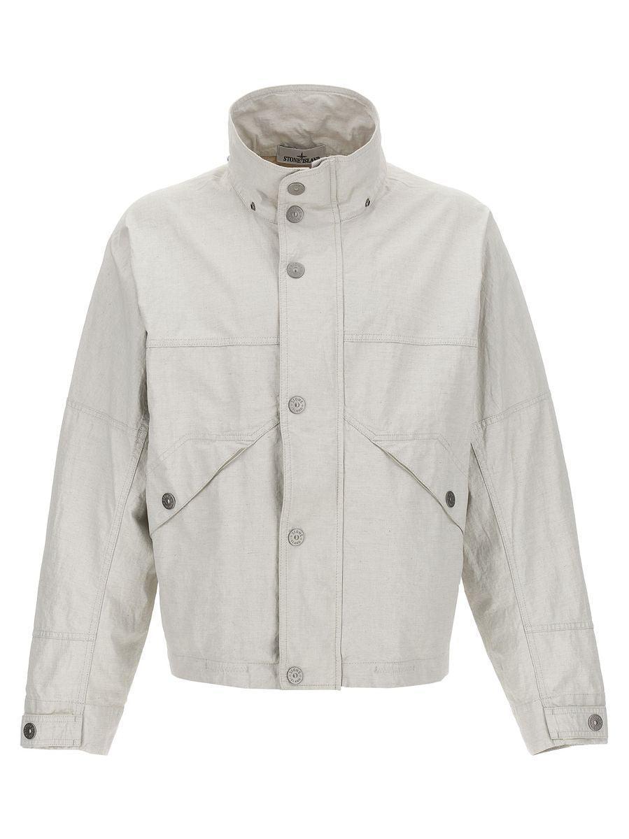 STONE ISLAND Raw Plated Linen S.i. Marina Casual Jackets, Parka White Product Image