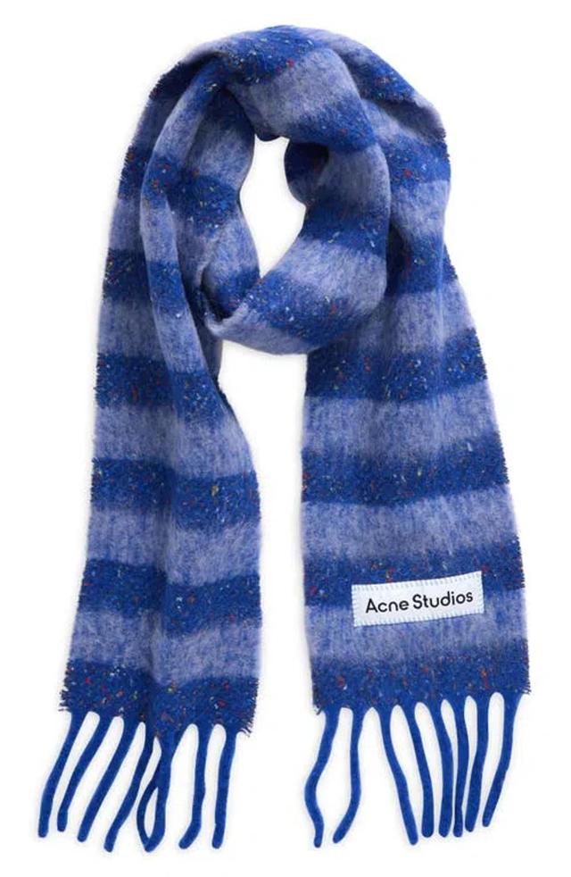 Stripe Alpaca Blend Fringe Scarf In Al1 Blue/aqua Product Image