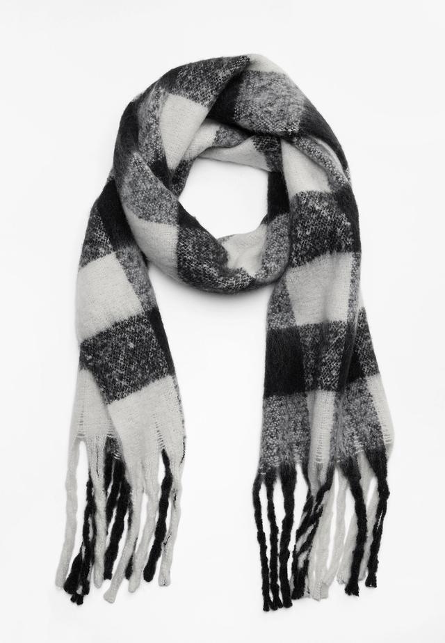 Brushed Black And White Plaid Scarf Product Image