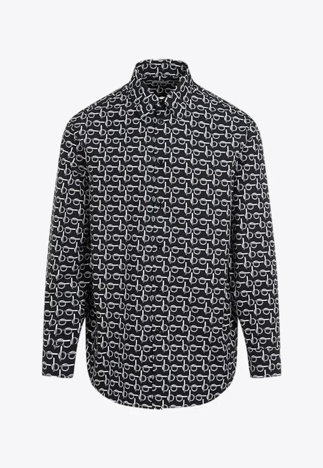 All Over Printed Silk Shirt In Black Product Image