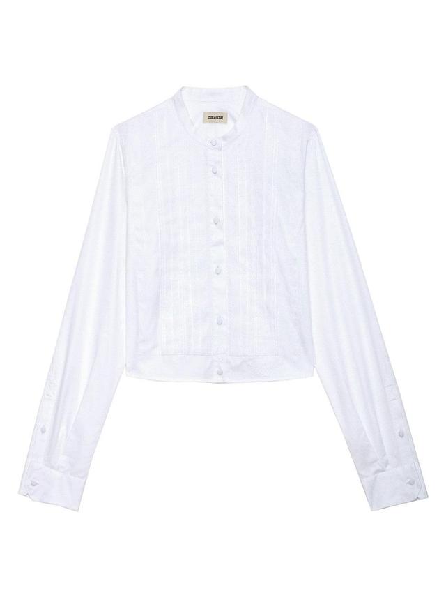 Theby Pleated Cropped Button-Front Shirt Product Image