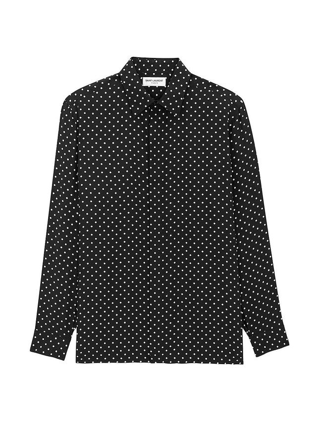 Mens Shirt in Dotted Shiny and Matte Silk Product Image