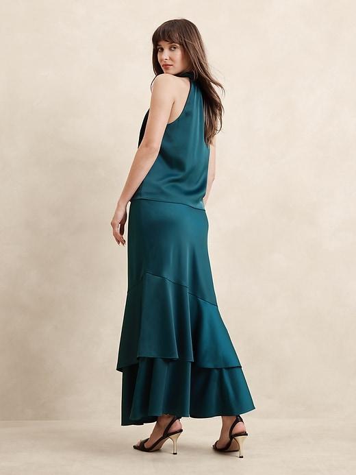 Satin Tiered Maxi Skirt Product Image