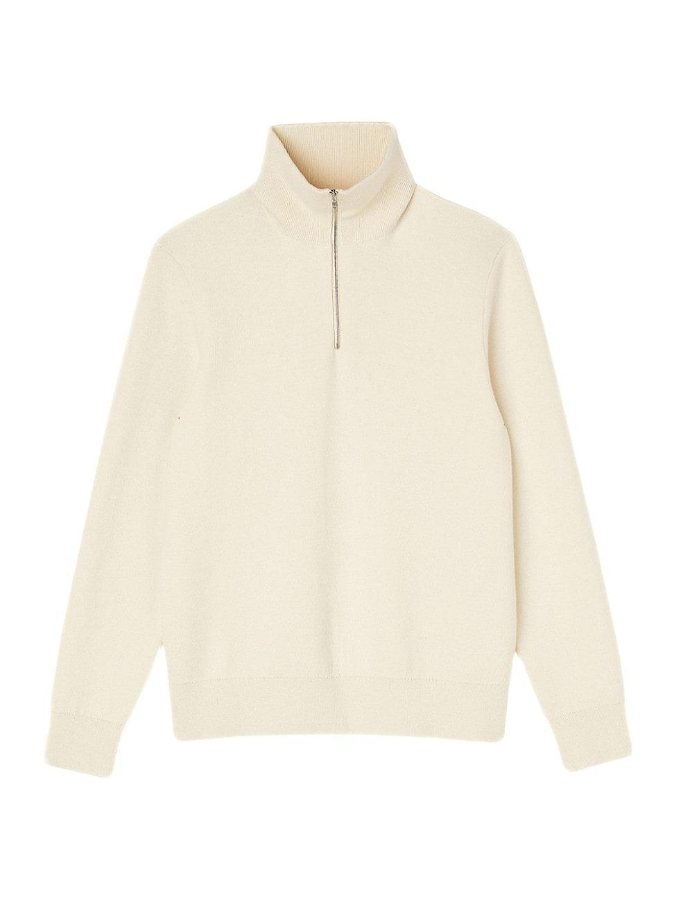 sandro Trucker Wool & Cotton Half Zip Sweater Product Image