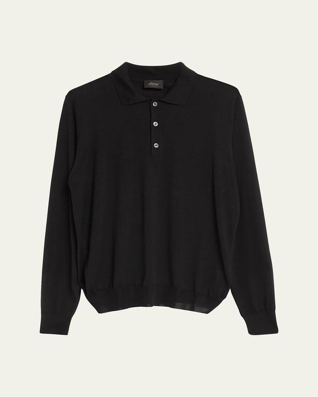 Mens Cashmere and Silk Long-Sleeve Polo Shirt Product Image