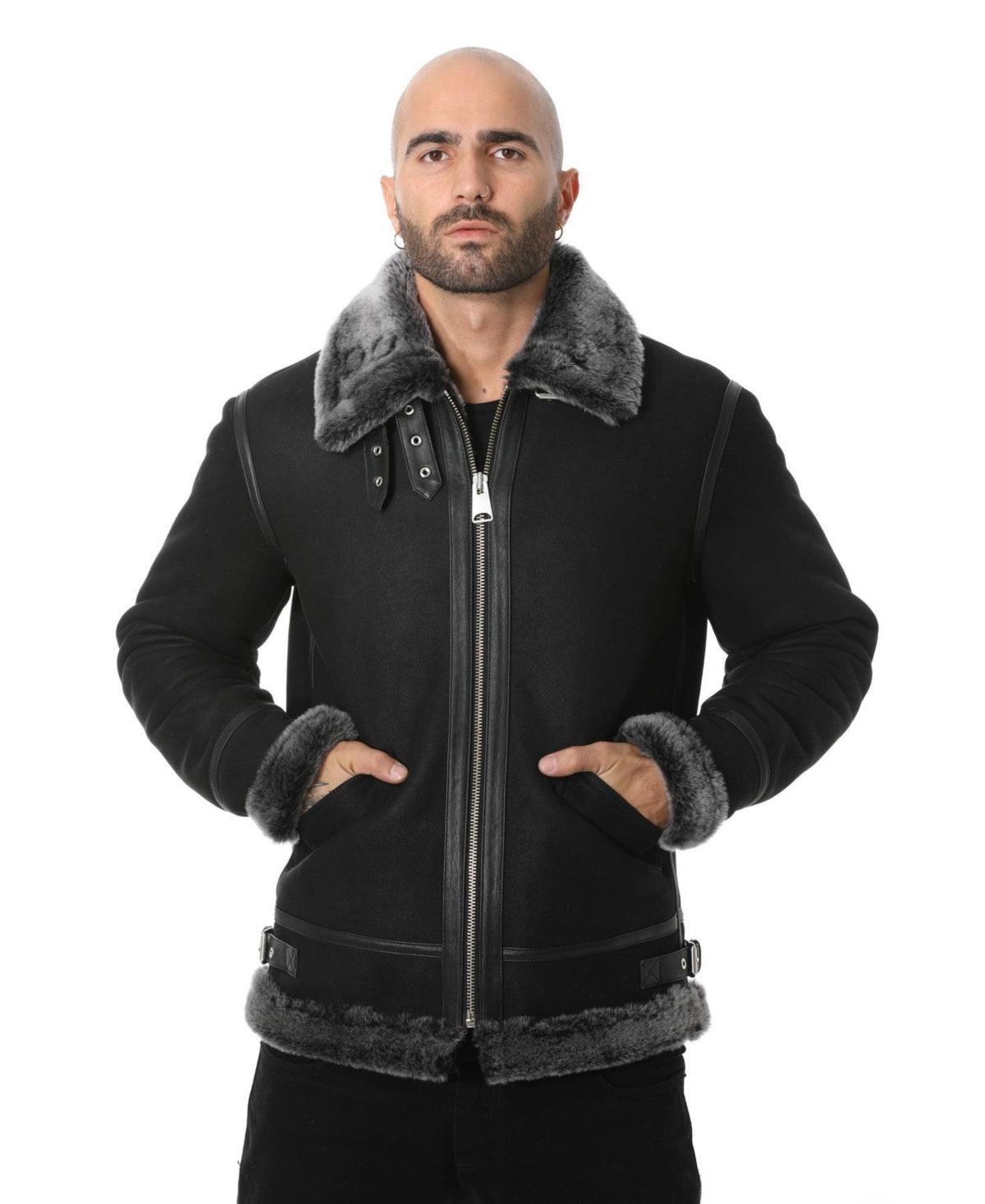 Mens Suede Shearling Jacket Product Image