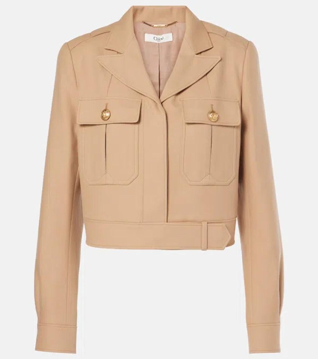 Cropped Cotton-drill Jacket In Worn Brown Product Image