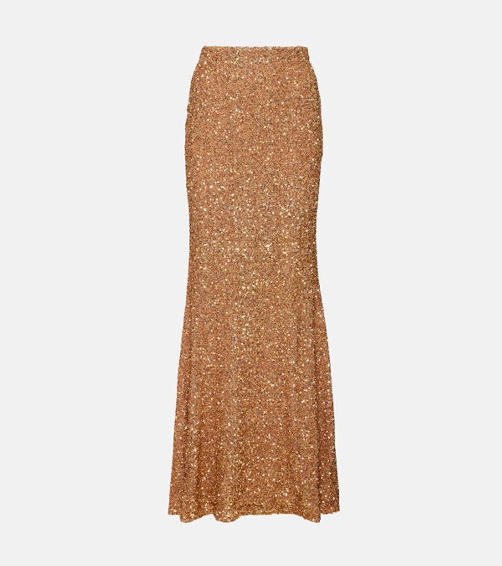 Sequined Maxi Skirt In Gold Product Image