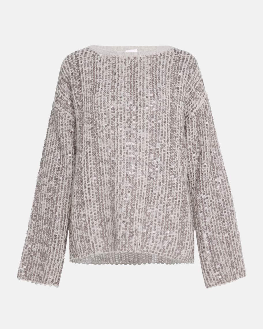 Cashmere Open-Weave Sequin Sweater Product Image