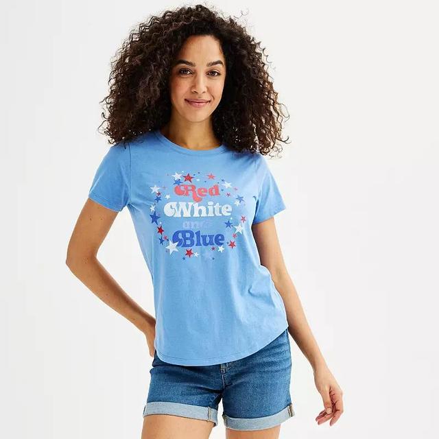 Womens Red, White, & Blue Graphic Tee Product Image