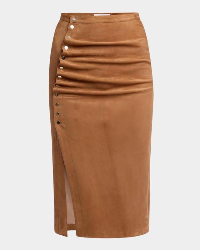 Asymmetric Suede Midi Skirt Product Image