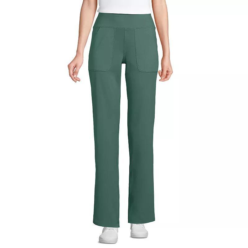 Womens Lands End Active High Impact High-Rise Straight Leg Pants Washed Green Product Image