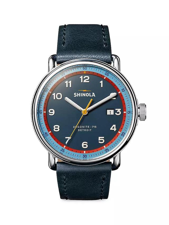 Canfield Model C Blue Stainless Steel & Leather Watch/43MM Product Image