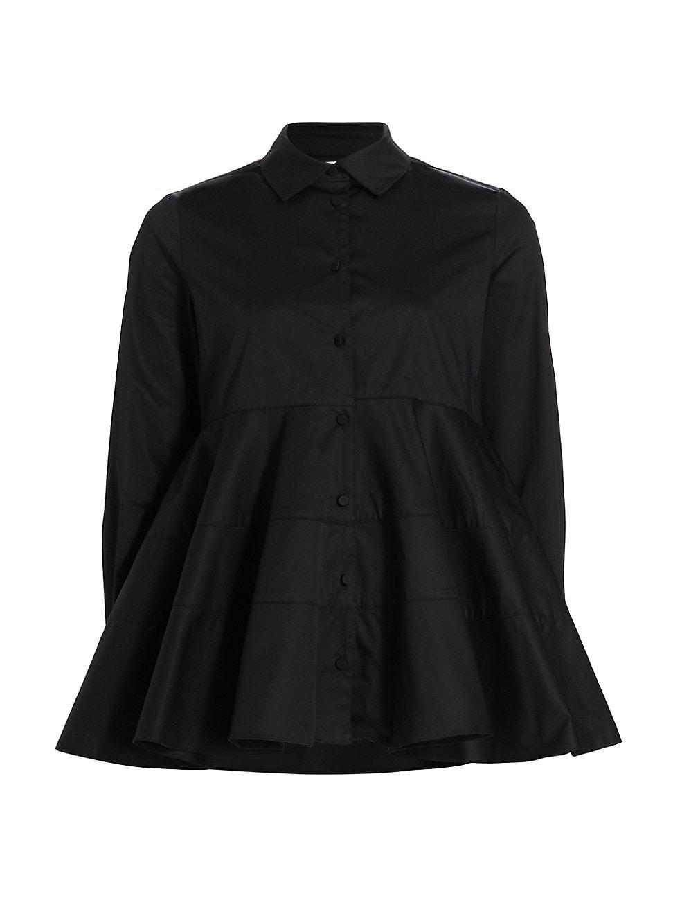 Womens Tiered A-Line Button-Up Shirt Product Image