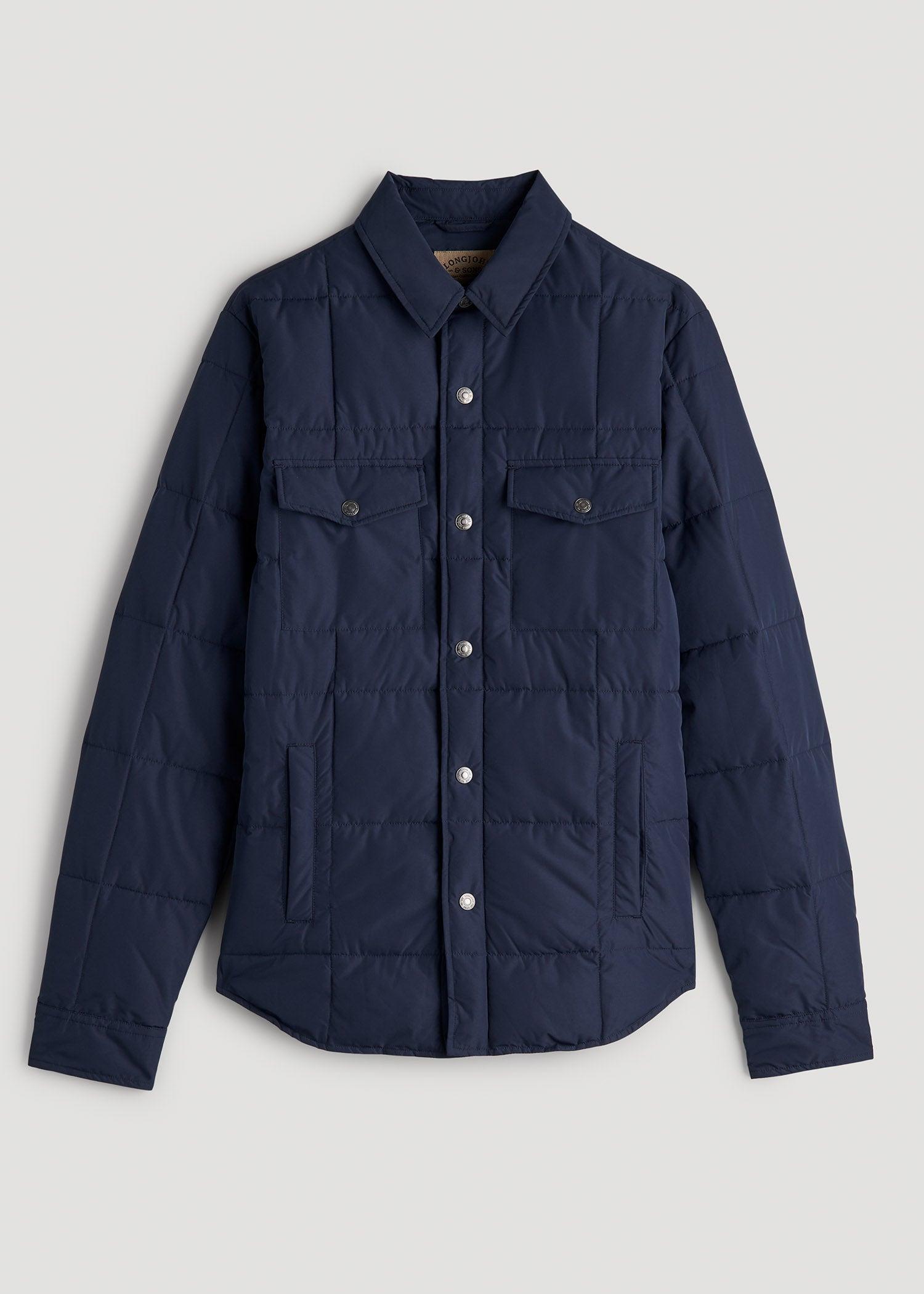 LJ&S Puffer Shirt Jacket for Tall Men in Marine Blue Male Product Image