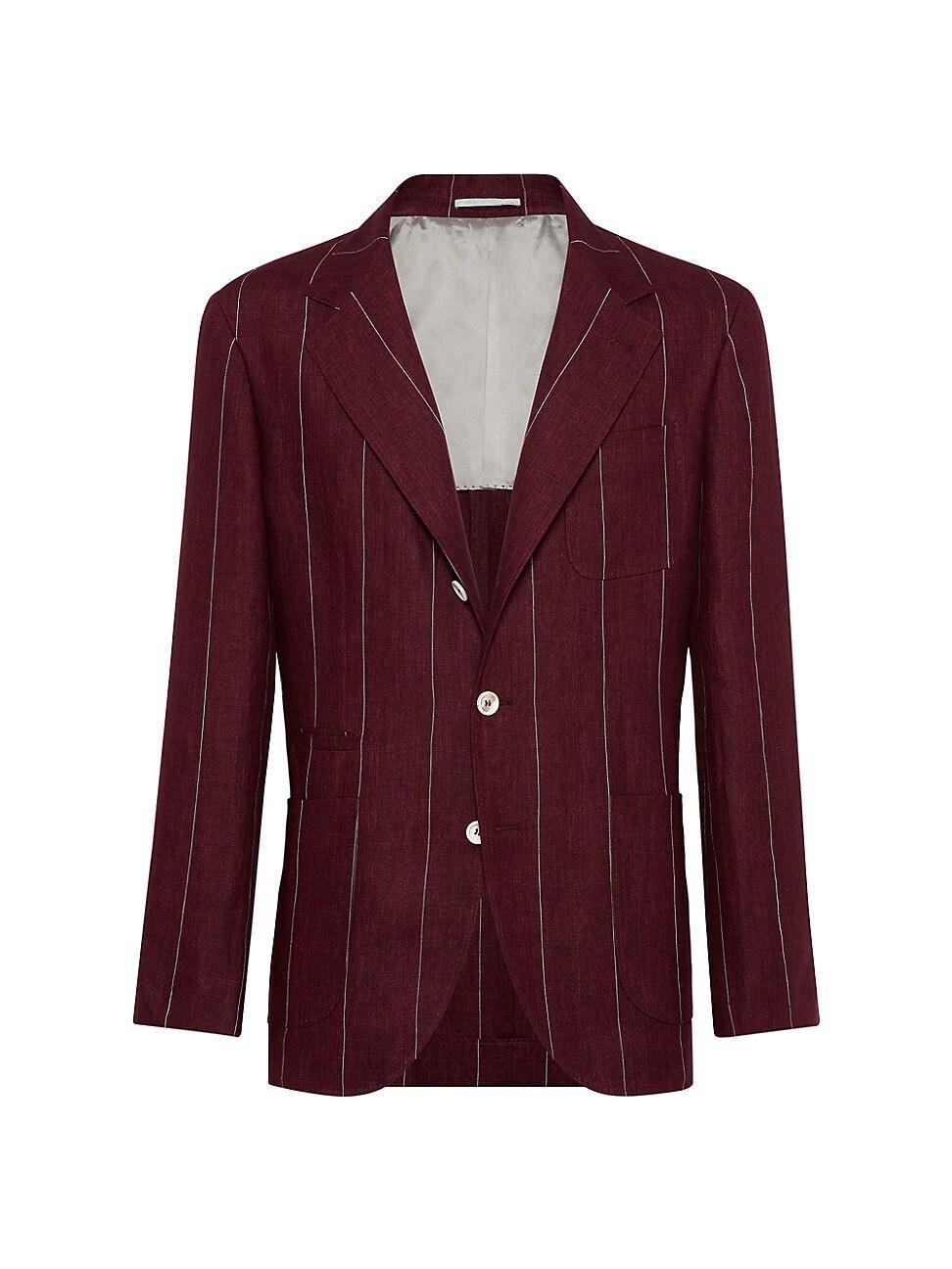 Mens Linen Wide Stripe Deconstructed Blazer With Patch Pockets Product Image