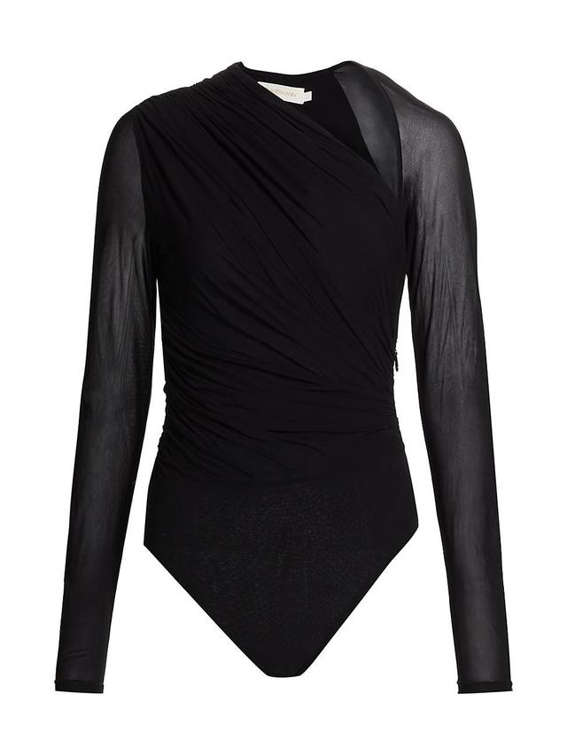 Womens Ruched Long-Sleeve Bodysuit Product Image