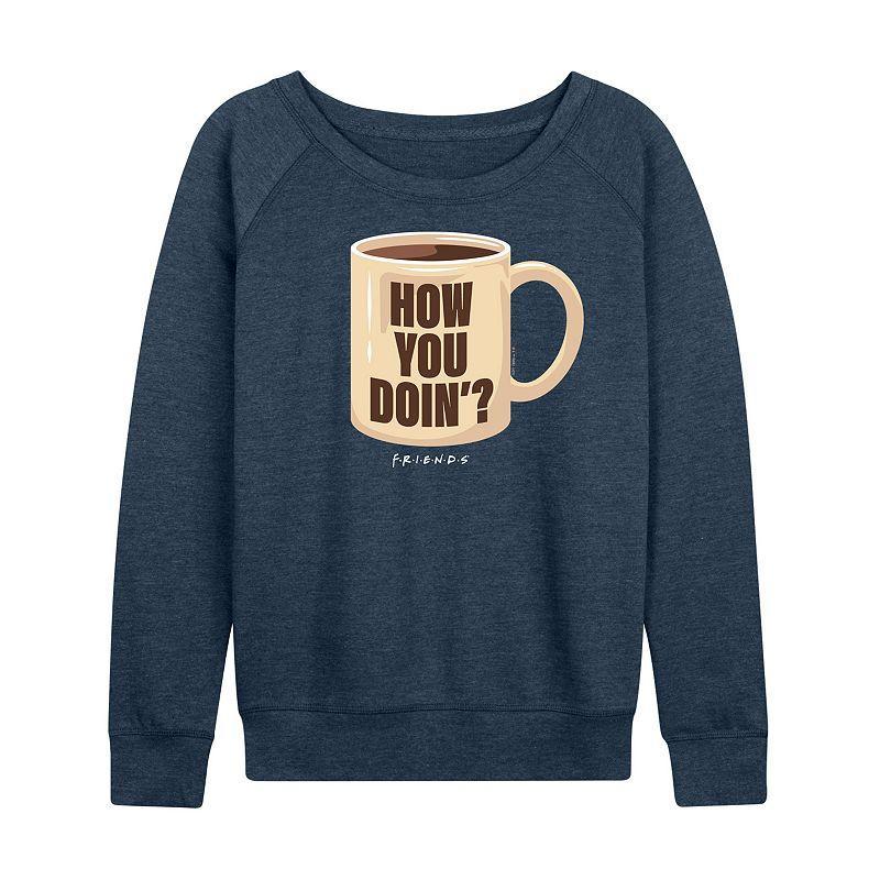 Womens Friends How You Doin Coffee Mug Lightweight French Terry Sweatshirt Grey Indigo Product Image