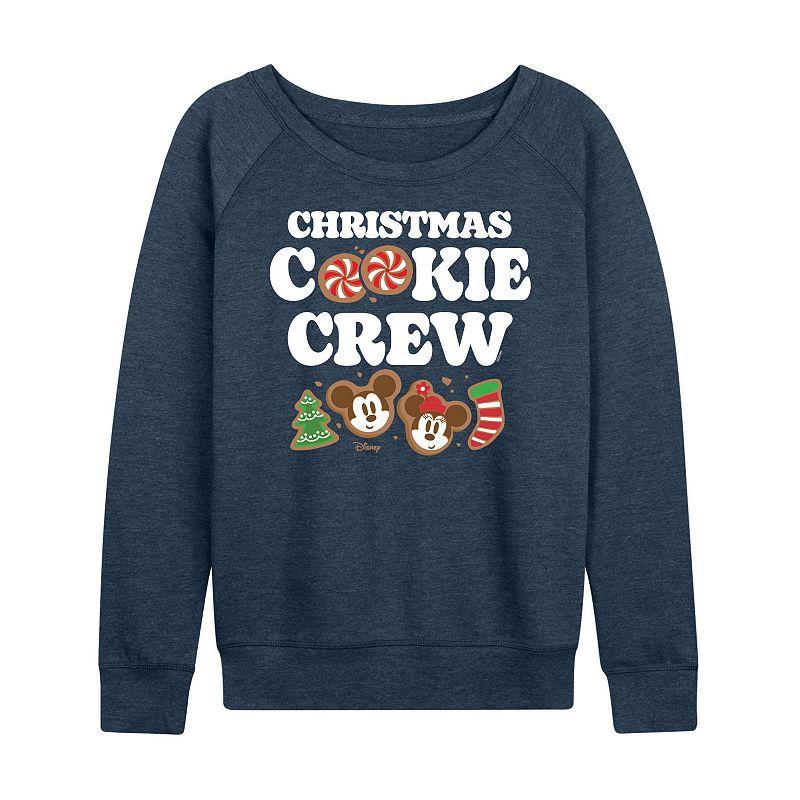 Disneys Mickey and Minnie Mouse Womens Christmas Cookie Lightweight French Terry Sweatshirt Heather Grey Product Image