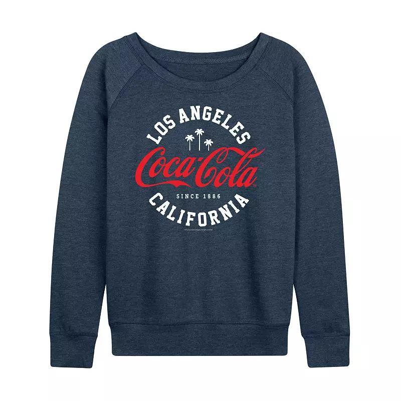 Womens Coca-Cola Los Angeles Slouchy Graphic Sweatshirt, Girls Grey Indigo Product Image